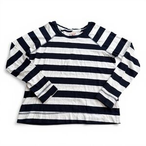 Sundry Striped Top Long Sleeve T-Shirt Black White Cotton Minimalist Coastal